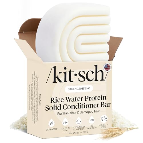 Kitsch Rice Water Conditioner Bar for Hair Growth – Rice Protein Hair Conditioner Bar to Repair Damage, Prevent Split Ends & Boosts Shine – Paraben, Silicone & Sulfate-Free Hair Care - 2.7 oz