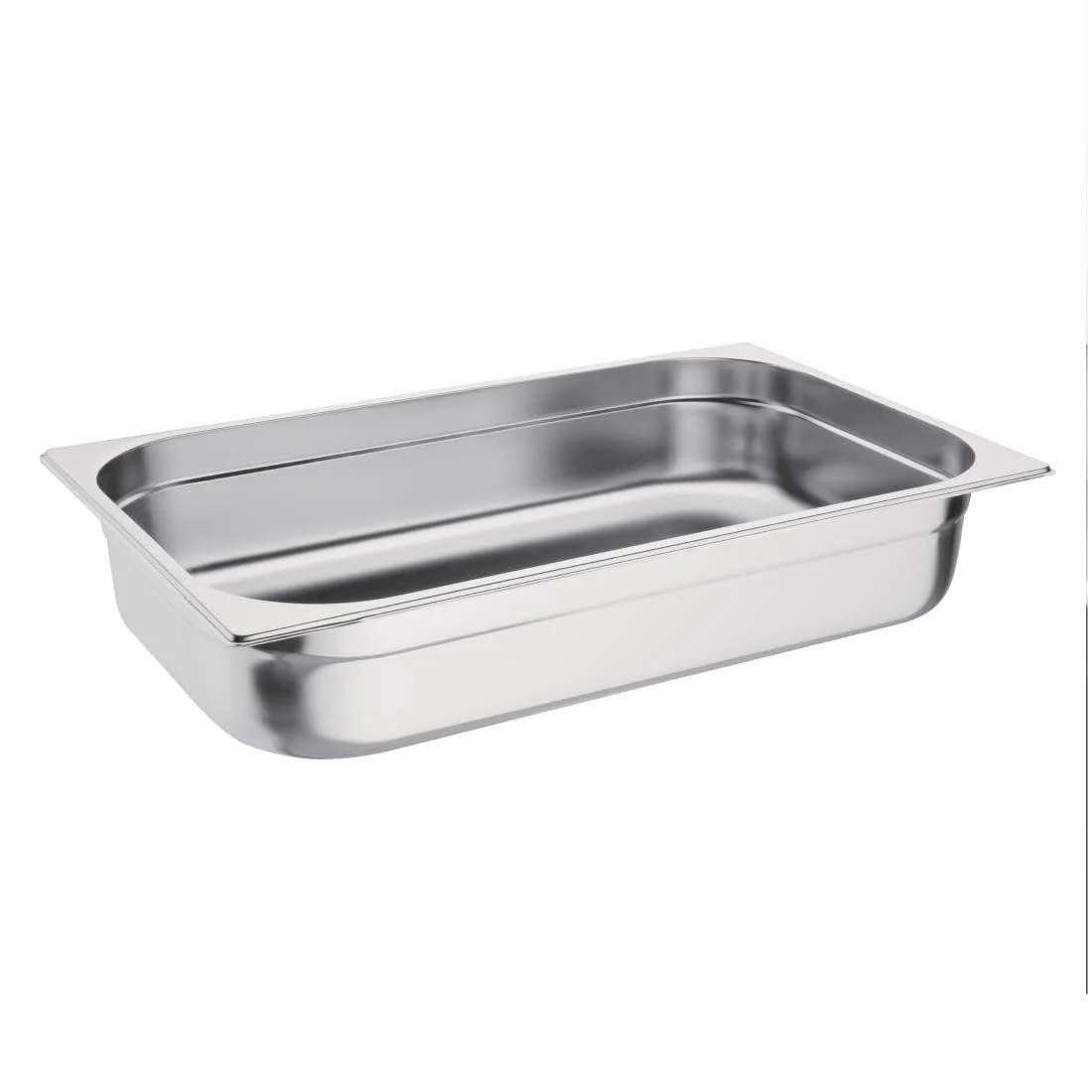 NISBETSVogue Stainless Steel Full Size Gastronorm Pan 100mm 100mm deep. 13.5 litre capacity.