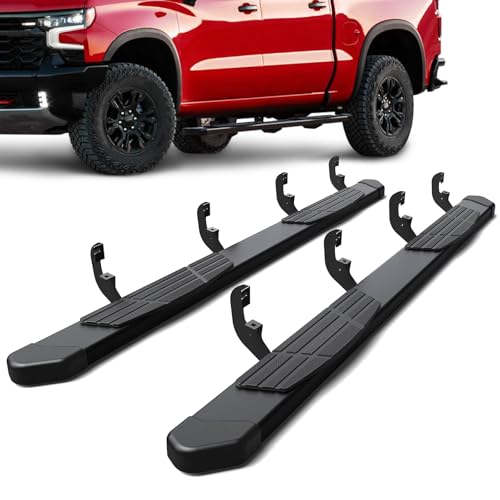 8 Brackets Running Boards & Side Steps Compatible with 2019 2023 2024 2025 Chevy Silverado/GMC Sierra 1500 Crew Cab, for 2020-2025 Silverado/Sierra 2500HD 3500HD Crew Cab 6'' Nerf Bars Black