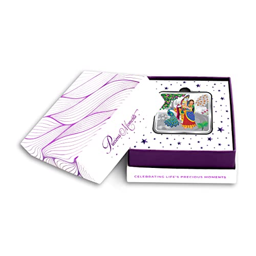Image of Precious Moments Radha Krishna Silver Coin 10 Gram | 20 Gram | 50 Gram | 100 Gram BIS Hallmarked Round Square Flower Shaped 999 Purity with Gift Box by ACPL