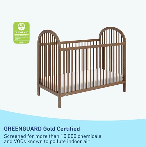 Image of Graco Olivia Convertible Crib and Graco Premium Foam Crib & Toddler Bed Mattress Bundle (Hazelnut) - GREENGUARD Gold Certified, Standard Crib Mattress, Baby Crib Converts to Toddler Bed & Daybed