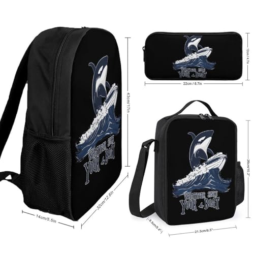 Killer Whale Whatever Sinks Your Boat Large Travel Backpacks Carry on Backpack Weekender Bag with 2 Storage Pockets for Men And Women2