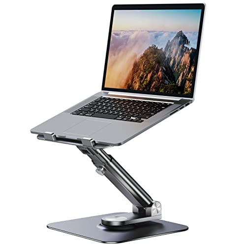 Laptop-Stand-360-Swivel-Adjustable-Laptop-Stand-for-DeskTelescopic-Laptop-Riser-Freedom-Height-Multi-Angle-Foldable-and-Portable-Computer-Stand-for-All-MacBook-Laptops-10-15-17-inches-Grey