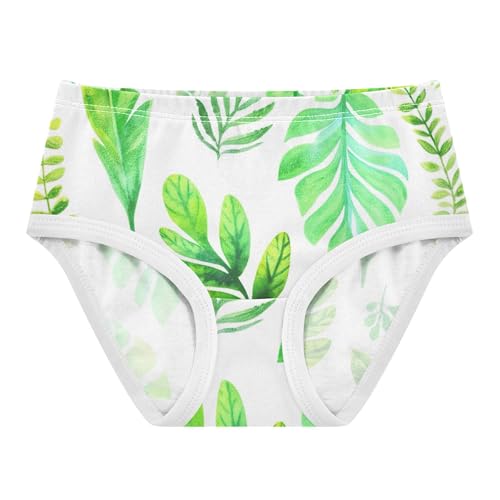 Girls Underwear Toddlers 2t Cotton Little Girl Panties Fun Kids Briefs Undies Watercolor Green Leaves
