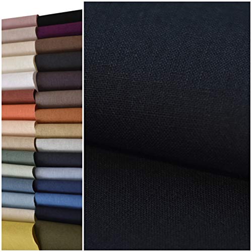 COTTONVILL 11COUNT Linen Blend Solid Bio Washing Fabric (3yard, 17-Deep Navy)