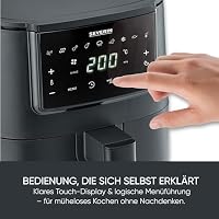 Severin Heißluftfritteuse, Single, Fritteuse für Kochen ohne Fett, Touch-Display, 8 Automatik-Programme, vielseitige Zubereitung, Warmhaltefunktion, 4L, 1300W, schwarz, FryLight, FR 2461 – Ansicht 9