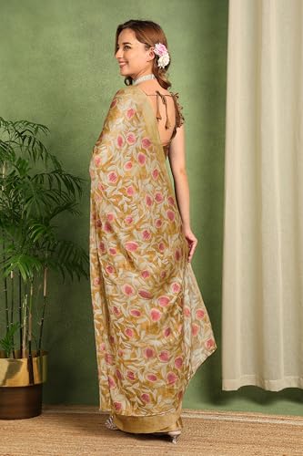 Image of MIRCHI FASHION Women Saree Floral Printed Chiffon | Breathable Lightweight Summer Sari for Office and Daily Use with Unstitched Blouse (Available in 20 Styles)