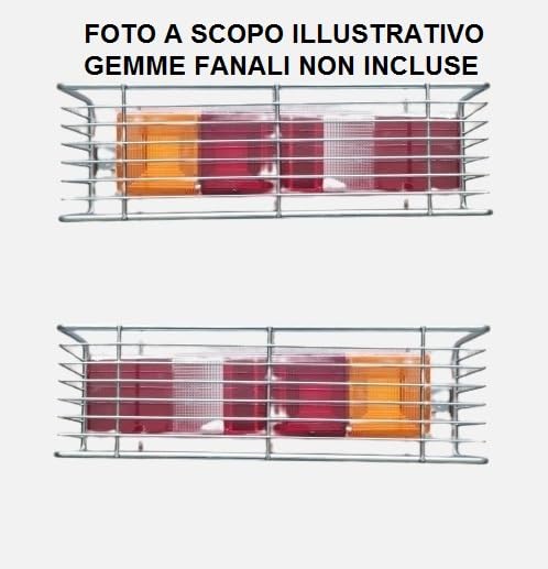 COPPIA GRIGLIA PARASASSI PROTEZIONE FANALE POSTERIORE STOP SU BARRA PARAINCASTRO PER FORD TRANSIT T 350 300 DAL 2006/2013-420x130 mm