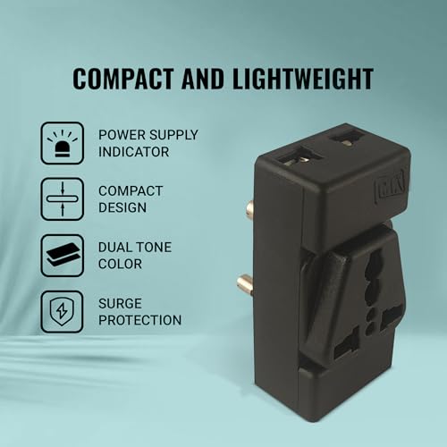 Image of MX 5A to 15A Converter Plug | 3-Pin Universal Adapter | Heavy-Duty Power Converter Socket | Universal Socket Plug (2 Pin 3 Pin Multi Plug Adapter, Pack of 1)