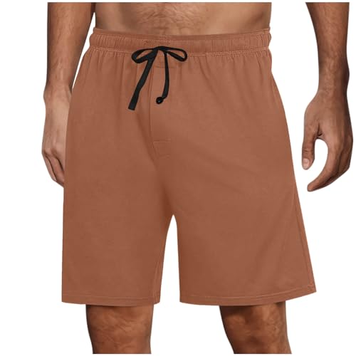 Shorts Herren Sommer Kurze Hosen Einfarbig Casual Outdoorshorts Chino Shorts Herrenshorts mit Kordelzug Kurz Schlafhose Elastische Taille Freizeitshorts Männer Sommershorts Orange S