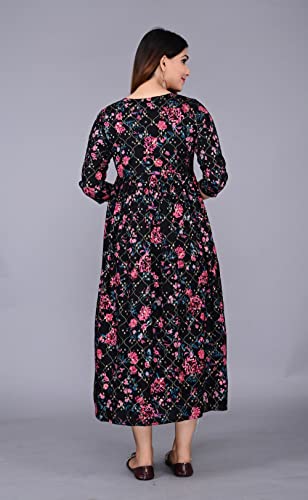 Image of Dhruvi Women's Rayon Anarkali Maternity Dress & Feeding Kurti with Zippers