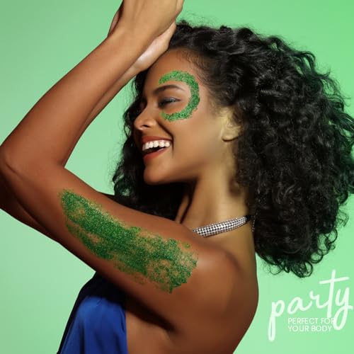 image for Teenitor Green Body Glitter Gel, Face Glitter Makeup, Green Glitter, H