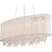 Avenue Lighting HF1503-WHT Beverly DR. Collection Oval White Silk String Shade and Crystal Dual Mount Hanging Chandelier
