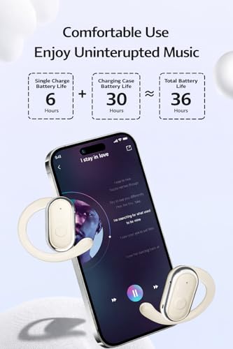 Image of W300 OWS Open Ear Wireless Earbuds with Display, ENC Mic for Crystal-Clear Calls, 60hr Playtime with Type-C Fast Charging, BT5.4 Gaming Bluetooth Earphones, Touch Control Sports Headphone. BEIGE