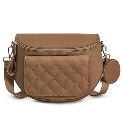 G4Free Small Diaper Bag with Portable Changing Pad Nylon Crossbody Purse Bum Bags with Wipe Pocket Women brown