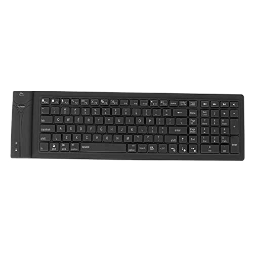 Tastiera Pieghevole in Silicone Bluetooth, 108 Tasti, Nero