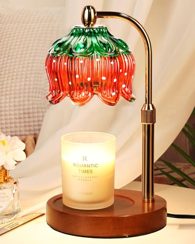 Strawberry Candle Warmer Lamp with Timer & Dimmable Brightness House Warming Gift New Home Christmas Birthday Gifts for Women Mom Her Home Decor Flameless Wax Melt Warmer for Jar Candles