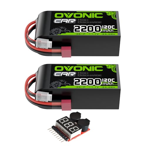 OVONIC 3S Short LiPo Battery 11.1V 2200mAh 120C with Dean-Style T Plug for RC Car RC Truck Airplane...