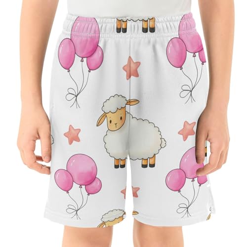 J JOYSAY Sheep Balloon Stars White Boys Athletic Shorts Kids Youth Casual Shotrs with Elastic Waistband Pockets2