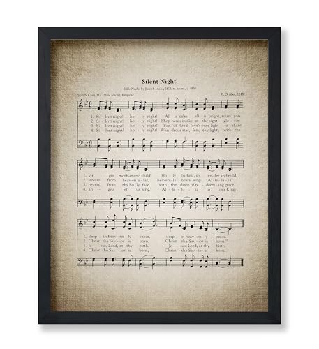 Poster Master Silent Night Poster - Christmas Song Sheet Print - Sheet Music Art - Holiday Gift for Him, Her, Musician - Perfect Musical Decor for Home, Office, Living Room - 8x10 UNFRAMED Wall Art