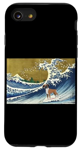Funny Retro Vintage Surfing A Wave Boxer Dog Breed Lover Coque pour iPhone SE (2020) / 7/8