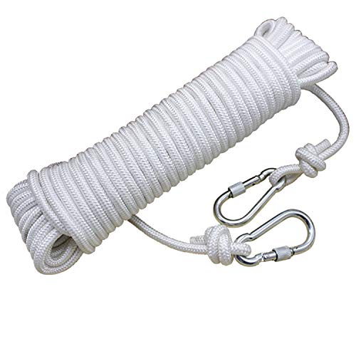 Corde à linge en polyester blanc 8 mm de 5 m avec 2 crochets acier GXNRHG