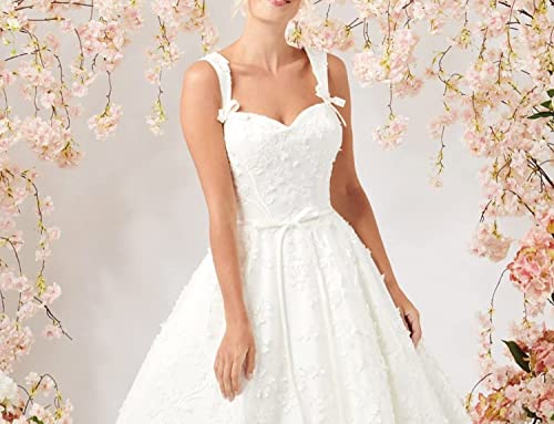 Vubysg Women's Lace Wedding Dresses Short Wedding Dress Appliques Registry Office Bridal Fashion Wedding Dresses,White 16-50,White 16-50 #TOP3