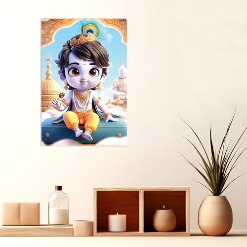 Image of Twinster Bal krishna Posters Photo for Pregnant Women, Baby Poster Self Adhesive (Size 45 cm by 30 cm) Pack of 1 (Design 18)