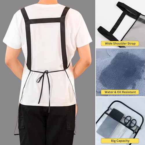 Image of HomeEssentials Apron for Kitchen - Side Coral Velvet Towel for Wiping Hands /Waterproof & Oil Proof /Adjustable Strap /Pockets for Mobile,Kitchen Tools /Perfect Apron for Home, Restaurant
