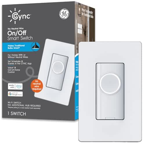 GE CYNC Smart Light Switch On/Off Button Style, No Neutral