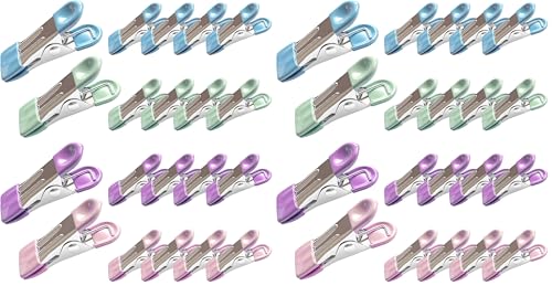 elzle 20 Pièces Pince à Linge INOX,Pinces Métalliques pour Vêtements Multicolore Acier Inoxydable,Pince a Linge Solide,pour Photos,Vêtements,Scellage Alimentaire(Multicolore) (Lot de 2)