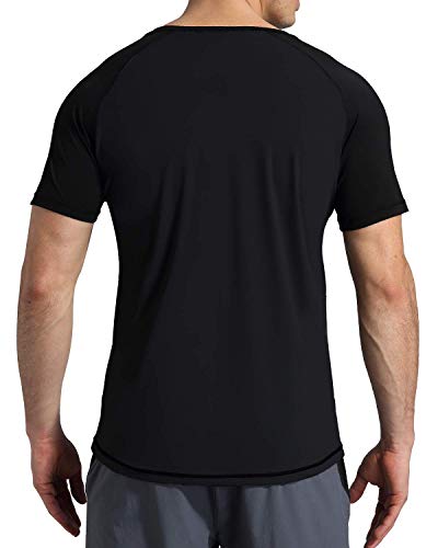 Vayager Men's Swim Shirts Rash Guard Upf 50+ Short Sleeve Quick Dry Loose Fit Water Surfing Shirt(Black-Xxl) #TOP2
