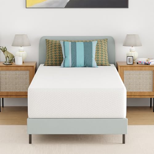 Image of FDW | 12 Inch Twin Mattress | Medium Firm | Gel Memory Foam Mattress | Bed in a Box, CertiPUR-US Certified | Pressure Relief, Cooling Ventilated Foam | Washable Removable Cover | White