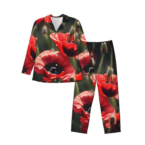 Pyjama homme coquelicot rouge deux pièces élégant pour la maison et le voyage