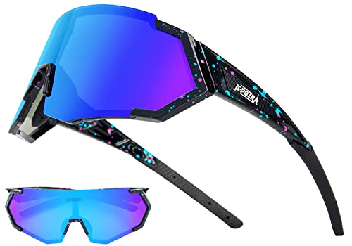 Jepozra Sunglasses Men Polarized Cycling Glasses With 3 Interchangeable Lenses,Riding Glasses Baseball Running Ski Sports Goggles #TOP22