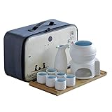  LTLWSH Service à Sake Japonais Traditionnel Liqueur Sake Set Porcelaine Traditionnelle en céramique Coupes Artisanat Température Verres à vin,Blanc