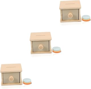 TOYANDONA 3 Pçs Caixa De Moeda Brinquedo Da Criança Brinquedos Montessori Para 6-12 Meses Crianças Brinquedos Montessori Matemática Bebê Gaveta De Madeira Brinquedo