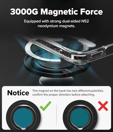 Image of Ringke Dual Magnetic Smart Holder Compatible with MagSafe Accessories [3 Tier Foldable Stand] Slim Adjustable Double-Sided Magnetic Kickstand with Grip Holder - Black