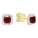 DazzlingRock Collection 18k (333) Oro giallo Rotonda cuscino rosso rubino artificiale bianco-diamante