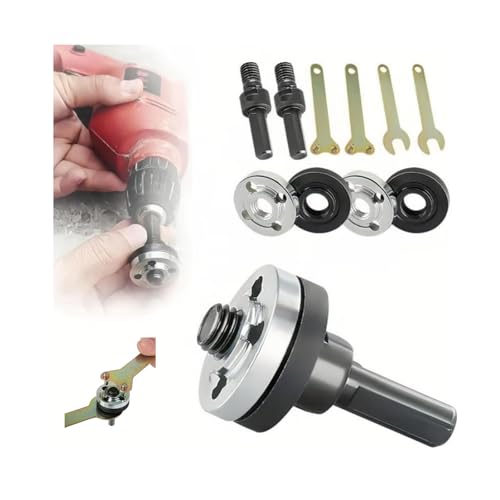 Electric Drill Conversion Angle Grinder Adapter Connecting Rod Kit,Grinder Flange Angle Wrench Spanner with Metal Lock Nut/Connecting Rod,Shank Mandrel Arbor Adapter Repair for Power Drill Grinders