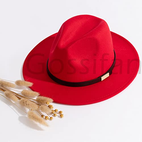 Image of Fedora Hats for Men Wide Brim Panama Hat with Classic Belt