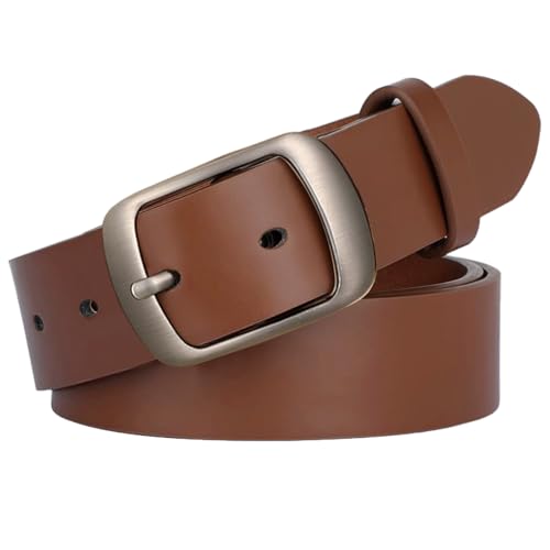 SUOSDEY Women Belts For Jeans Dresses Pants Ladies Light Coffee Belt Leather Waist Belt with Elegant Buckle Width 1.3'