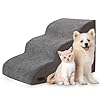 3-Step Dog Ramp and Stairs for Sofa and Chair – Non-Slip Sturdy Pet Steps for Small Dogs and Cats,15.7″ H,Grey