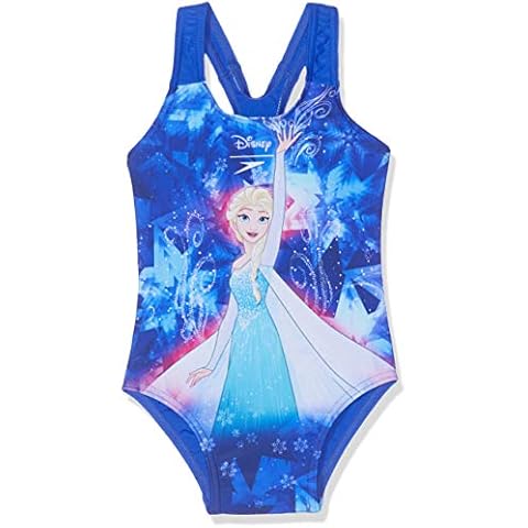 Speedo Girls' Frozen Elsa Swimsuit, Blue/Turquoise Cover
