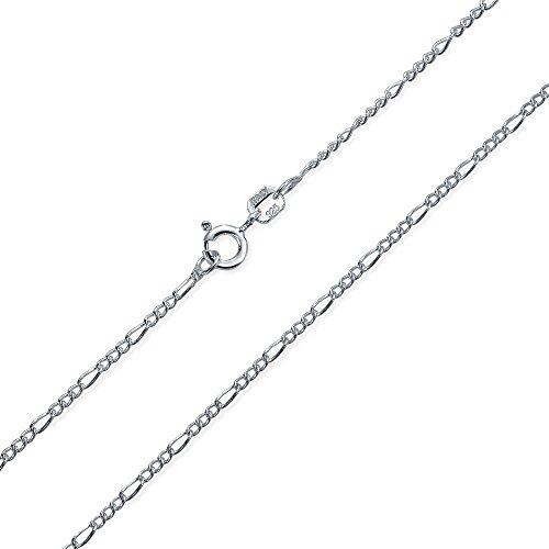 Collier chaîne Figaro Bling Jewelry en argent sterling plaqué or pour hommes et femmes