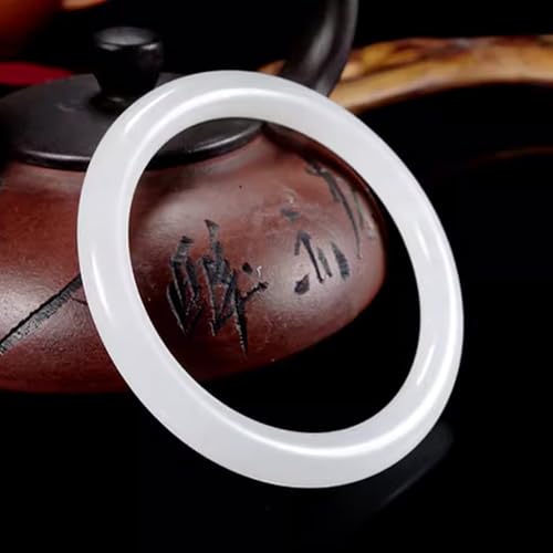 Jade Bangle Bracelet for Women - Chinese Feng Shui Natural Jade Good Luck and Wealth Bracelet - White Fashion Bangle for Christmas and Birthday3