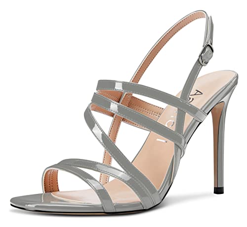 Aachcol Women Strapy Roman Sandals Peep Open Toe Stiletto High Heel Slingback Ankle Strap Party 4 Inches