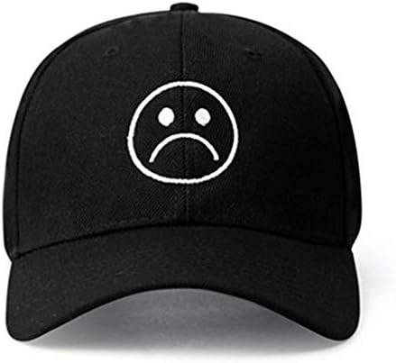 Home Fashion DIY Sad Boys Adjustable Hat Crying Face Embroidery Baseball Cap Dad Hat Hip Hop Cap (Black)