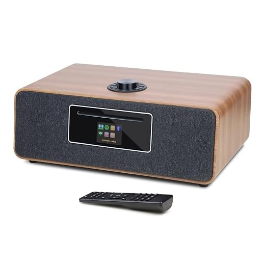 MS5P Internet Radio with CD Player for Home, WiFi Radio, FM Digital Radio, Spotify Connect,Bluetooth Speaker, Home Stereo System,USB Player,USB Charging,Dual Alarms Clock, OKTIV APP Control- Walnut