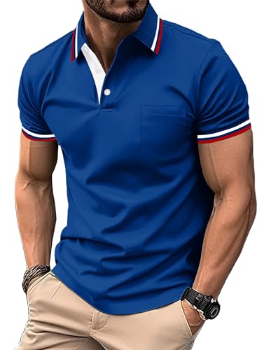 Image of ZITY Men Polo Shirts Short Sleeve with Pocket Golf Polo Wicking Shirts for Men Casual Collared T-Shirts